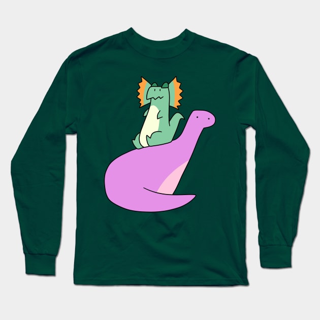 Dilophosaurus and Brontosaurus Long Sleeve T-Shirt by saradaboru